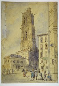 La tour Saint-Jacques avant son dégagement, en 1836 - Thomas Shotter Boys