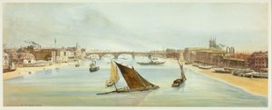 Pont de Londres, depuis le pont de Southwark, planche quatre des Vues originales de Londres telles qu