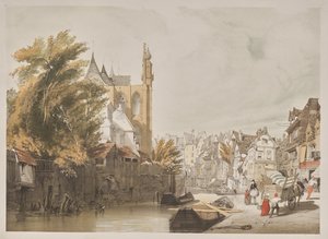 Architecture pittoresque à Paris, Gand, Anvers, Rouen : Rue du Rivage, Abbeville, France - Thomas Shotter Boys