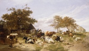 Une ferme laitière dans les marais, East Kent, 1859 - Thomas Sidney Cooper