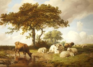 Repos dans les prés - Thomas Sidney Cooper