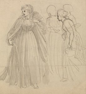 Étude pour une illustration - Une princesse avec ses servantes