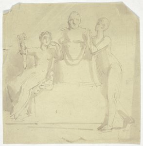 Deux figures féminines avec un buste