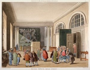 Intérieur du bureau des accises, Old Broad Street, City de Londres, 1810