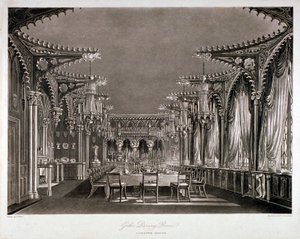 Vue intérieure de la salle à manger gothique de Carlton House, Westminster, Londres, 1819 - Thomas Sutherland