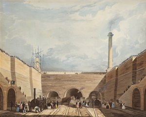 Entrée du chemin de fer à Edge Hill, Liverpool, gravé par H. Pyall
