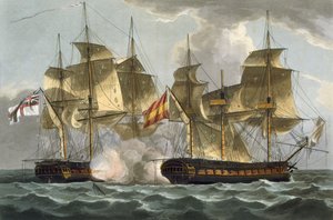 Capture de la Mahonesa, 13 octobre 1796, gravé par Thomas Sutherland pour 