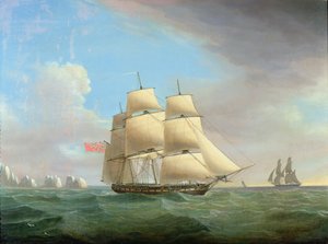 Frégate H.M. Galatea, 38 canons au large des Aiguilles, Île de Wight