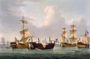 Action de Lord Hotham, 14 mars 1795, gravé par Thomas Sutherland pour 