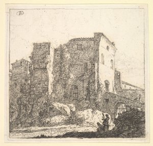 Une femme filant et un pêcheur, XVIIe siècle