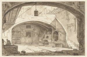 Cour intérieure italienne avec une boulangerie - Thomas Wijck