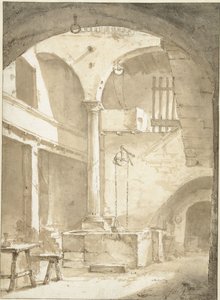 Cour intérieure italienne avec un puits - Thomas Wijck