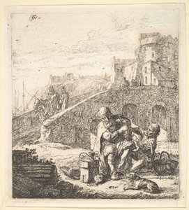 Lazarillo volant des raisins au pauvre mendiant aveugle, 17ème siècle