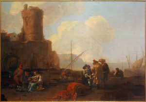 Port avec ruine de tour - Thomas Wijck