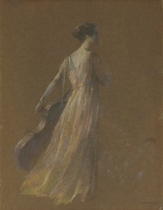 Dame debout tenant un violoncelle - Thomas Wilmer Dewing