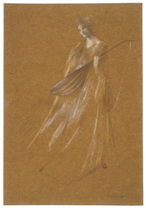 Dame mit Laute - Thomas Wilmer Dewing