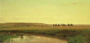 Un convoi de chariots dans les plaines - Thomas Worthington Whittredge