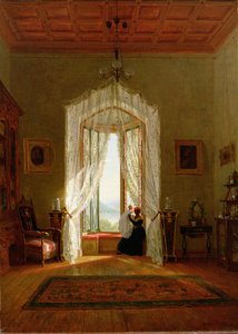 Une fenêtre, maison sur la rivière - Thomas Worthington Whittredge
