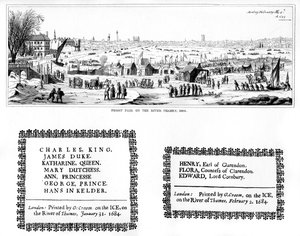 Foire sur la glace de la Tamise et spécimens d