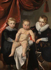 Portrait de groupe de trois frères, nommés Hendrick, Johannes et Simon