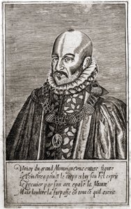 Portrait de Michel de Montaigne (1533-1592), écrivain français. Gravure de Thomas de Leu (1560-1612)