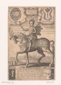 Portrait de Louis XIII à cheval, avec vue sur Paris en arrière-plan - Thomas de Leu