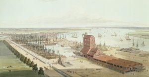La Maison des mâts et le bassin de Brunswick à Blackwell, 1803 - Thomas und William Daniell
