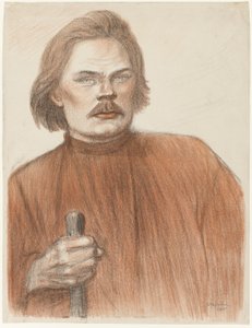 Portrait de face, à partir de la taille, de Maxime Gorki - Théophile Alexandre Pierre Steinlen
