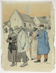 Scène de rue avec deux couples