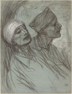 Un soldat blessé et son camarade, 1916