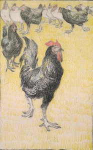 Coq, suivi de poules noires et blanches - Théophile Alexandre Steinlen