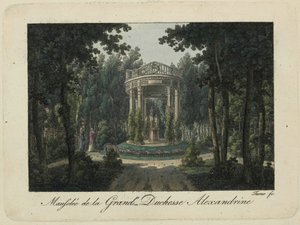 Le monument à la Grande-Duchesse Alexandra Pavlovna à Pavlovsk, années 1810