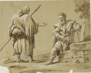 Deux pèlerins avec sanctuaire portable - Tiberius Dominikus Wocher
