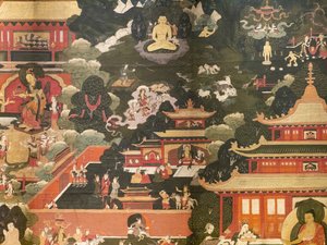 Scènes de la vie du Bouddha Shakyamuni - Tibetan School