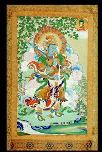 Thangka représentant Virudhaka (Pag che po) Gardien du Sud, Tibétain, 19ème siècle - Tibetan School