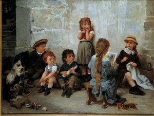 Le passage captivant : des enfants écoutant un livre - Timoleon Marie Lobrichon