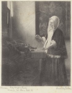 Femme pesant des perles