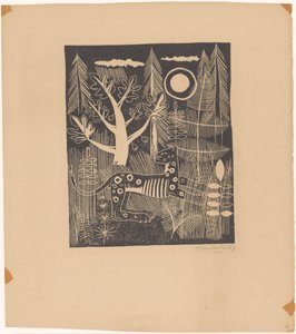 Paysage forestier avec léopard - Tinus van Doorn (signed by artist)