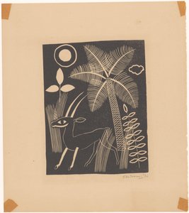 Cerf avec palmier - Tinus van Doorn (signed by artist)