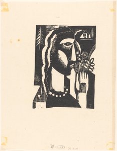 Femme avec des fleurs à la main - Tinus van Doorn