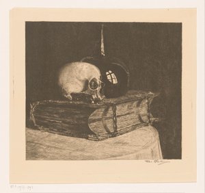 Nature morte avec crâne et bible - Titia Heukers (signed by artist)