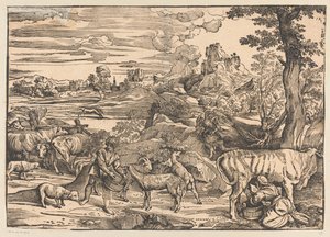 Paysage avec laitière