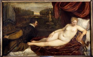 Le concert. Une femme nue allongée près d