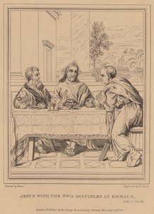 Jésus avec les deux disciples à Emmaüs, Luc - Tiziano Vecelli
