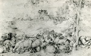 Paysage avec troupeau de moutons, vers 1520 - Tiziano Vecelli