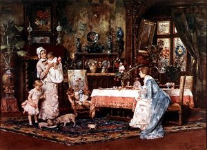Mère et enfant dans un intérieur élégant