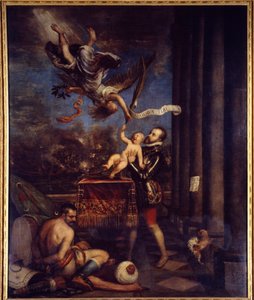 Philippe II après la victoire de Lépante (1571) offert au ciel Prince Don Ferdinand - Tiziano Vecelli