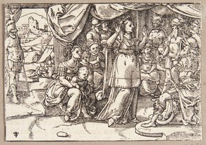 Veturia et Volumnia suppliant Coriolan de ménager Rome - Tobias Stimmer