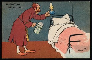 Homme chassant les puces dans son lit - Tom Browne