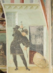 Cycle de vie de Saint Jean-Baptiste : Soldat sur le point de décapiter Jean-Baptiste - Tommaso Masolino da Panicale